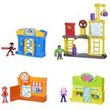 Super Combo Com 4 Playsets Com Bonecos Spidey Amazing Friends Aventuras Na Cidade - City Bloks - Hasbro