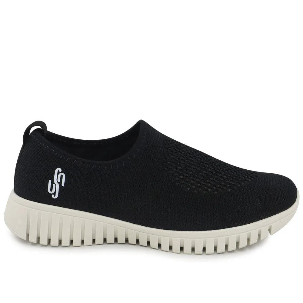 Tenis Usaflex Slip On Tricot Monograma Preto 036