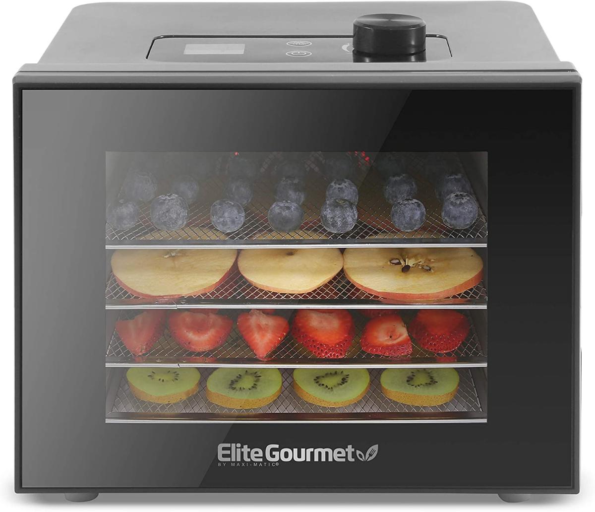 Elite Gourmet Máquina Desidratadora de Alimentos com 4 Bandejas 350W110V Preta