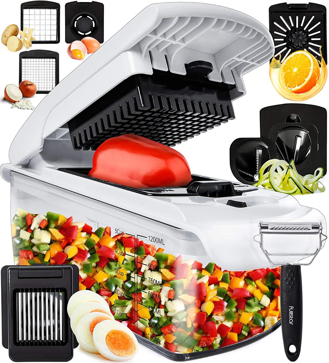 Fullstar Picador de Legumes e Vegetais 7 em 1 Ajustável Recipiente de 12L Branco