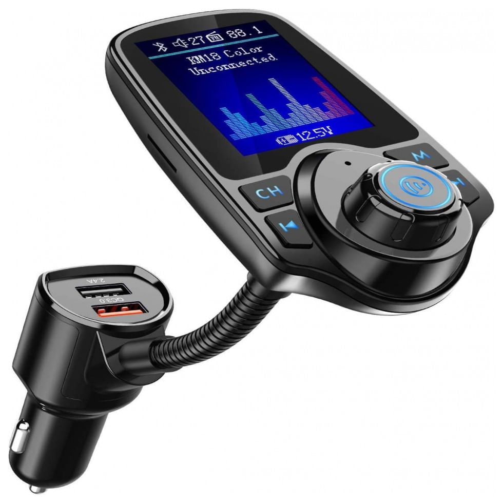 Adaptador Transmissor Veicular Bluetooth Km18 Veicular Com Usb, Nulaxy 5962922753, Preto