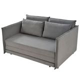 Sofá Cama Bed 2 Lugares Linho Cinza Base Madeira 172cm - 73747