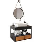 Gabinete De Banheiro Harley Com Espelho E Cuba Dalla Branca Preto/preto/canela/preto