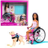 Boneca Barbie Cadeira De Rodas C/ Cão De Serviço - Mattel Unica Mattel