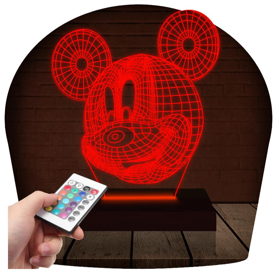 Luminária Led 3d Mickey Abajur - 16 Cores