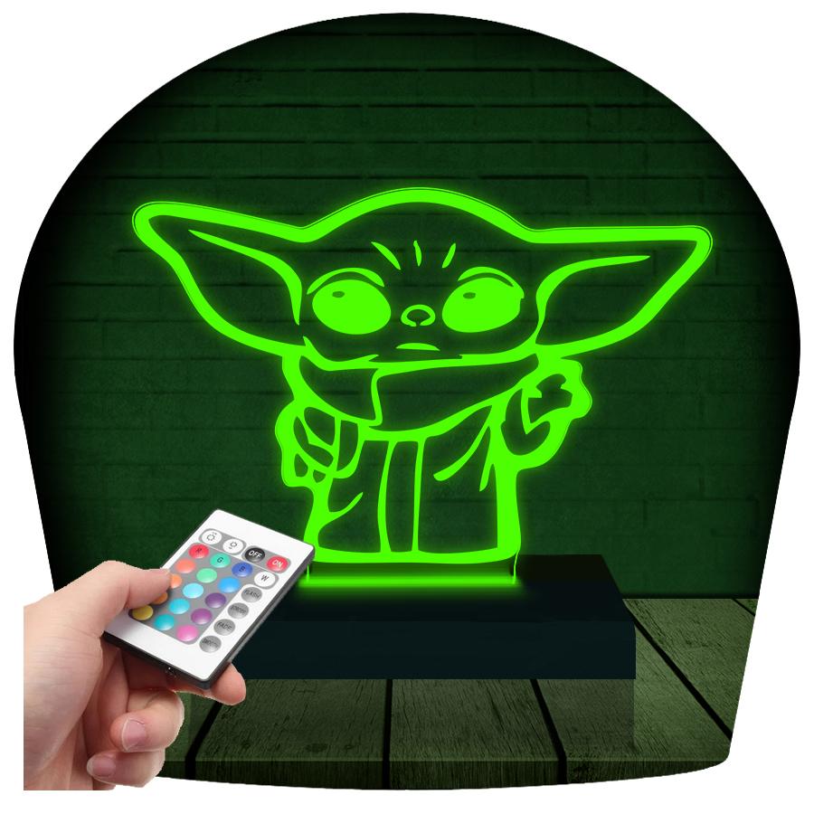 Luminária Led 3d Baby Yoda Star Wars - 16 Cores