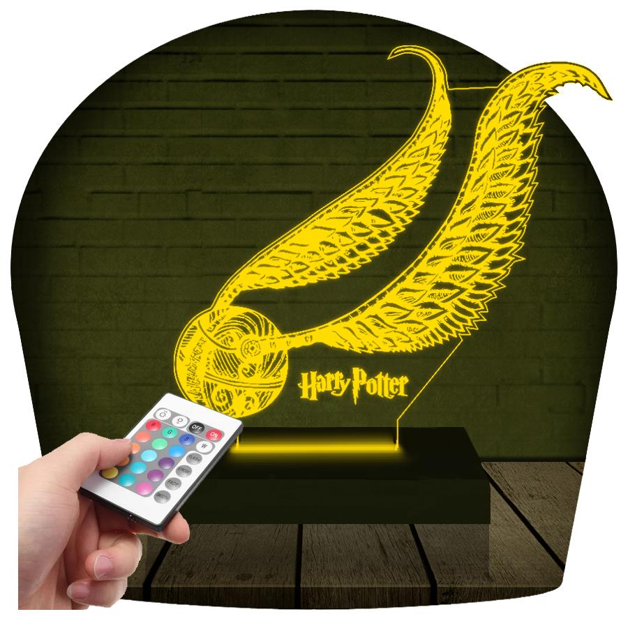 Luminária Led 3d | Harry Potter Hp Pomo De Ouro Abajur - 16 Cores