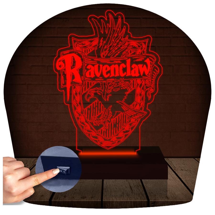 Luminária Led 3d Harry Potter Abajur Corvinal Ravenclaw Vermelho