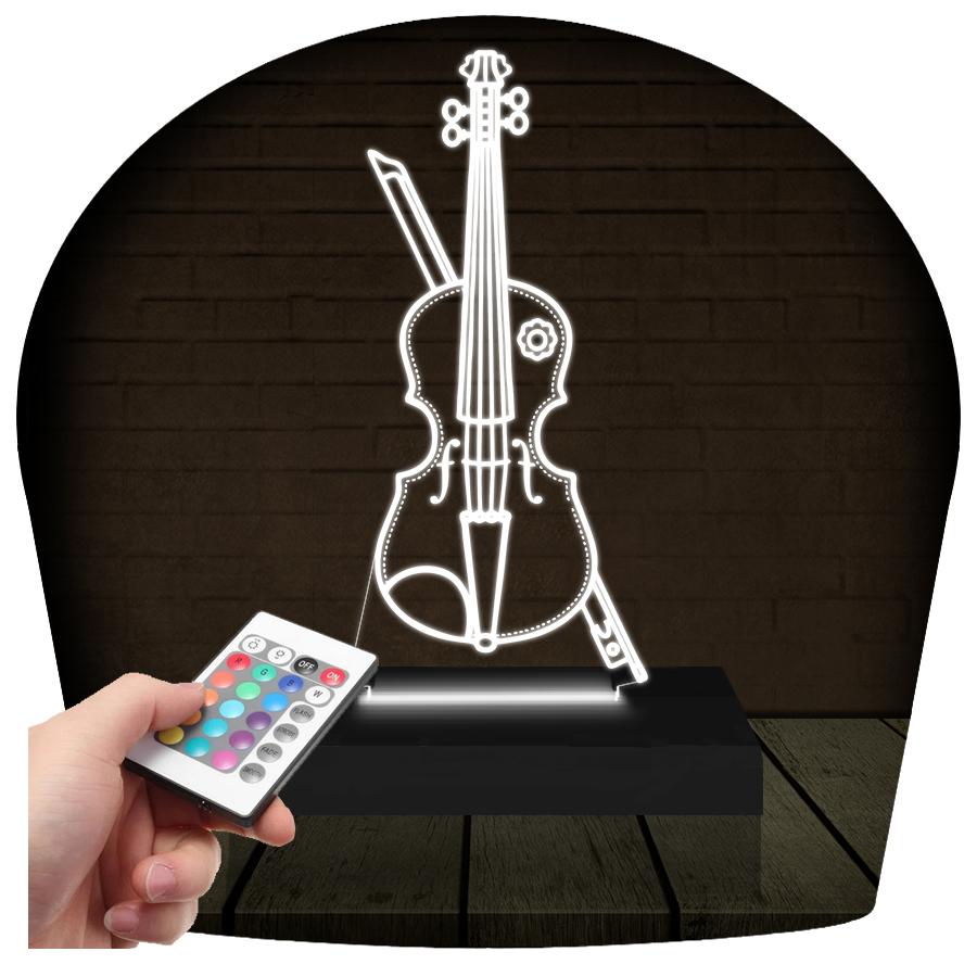 Luminária Led 3d | Violino Música Abajur - 16 Cores