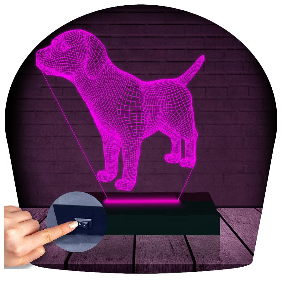 Luminária Led 3d Cachorro Abajur - Rosa