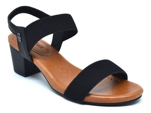 Sandalias Em Couro Com Elastico Usaflex Preto Y8204