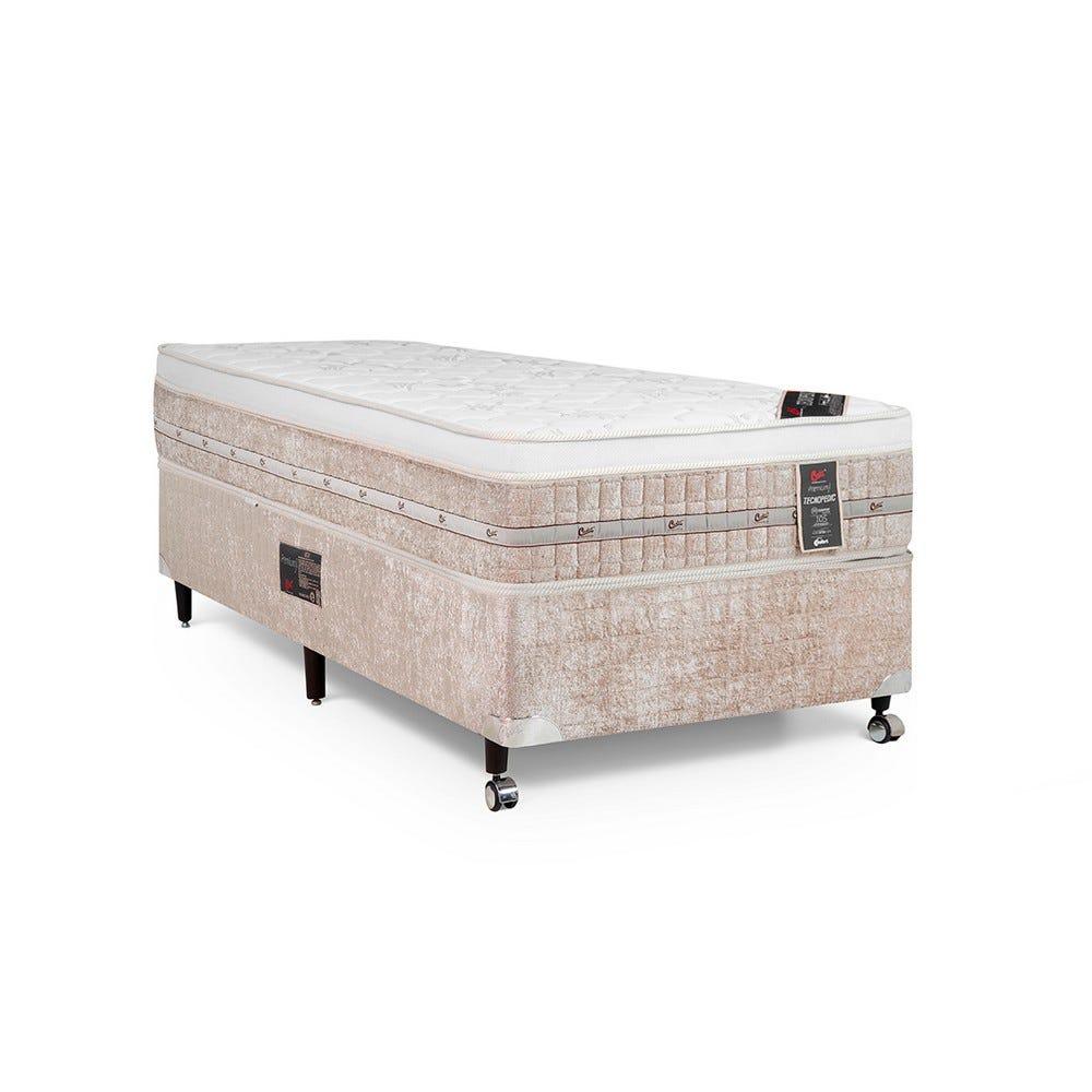 Cama Box + Colchão Castor Solteiro Premium One Face Tecnopedic 100x200x57cm