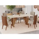 Conjunto Mesa De Jantar Henn Adriana Tampo De Vidro Com 6 Cadeiras