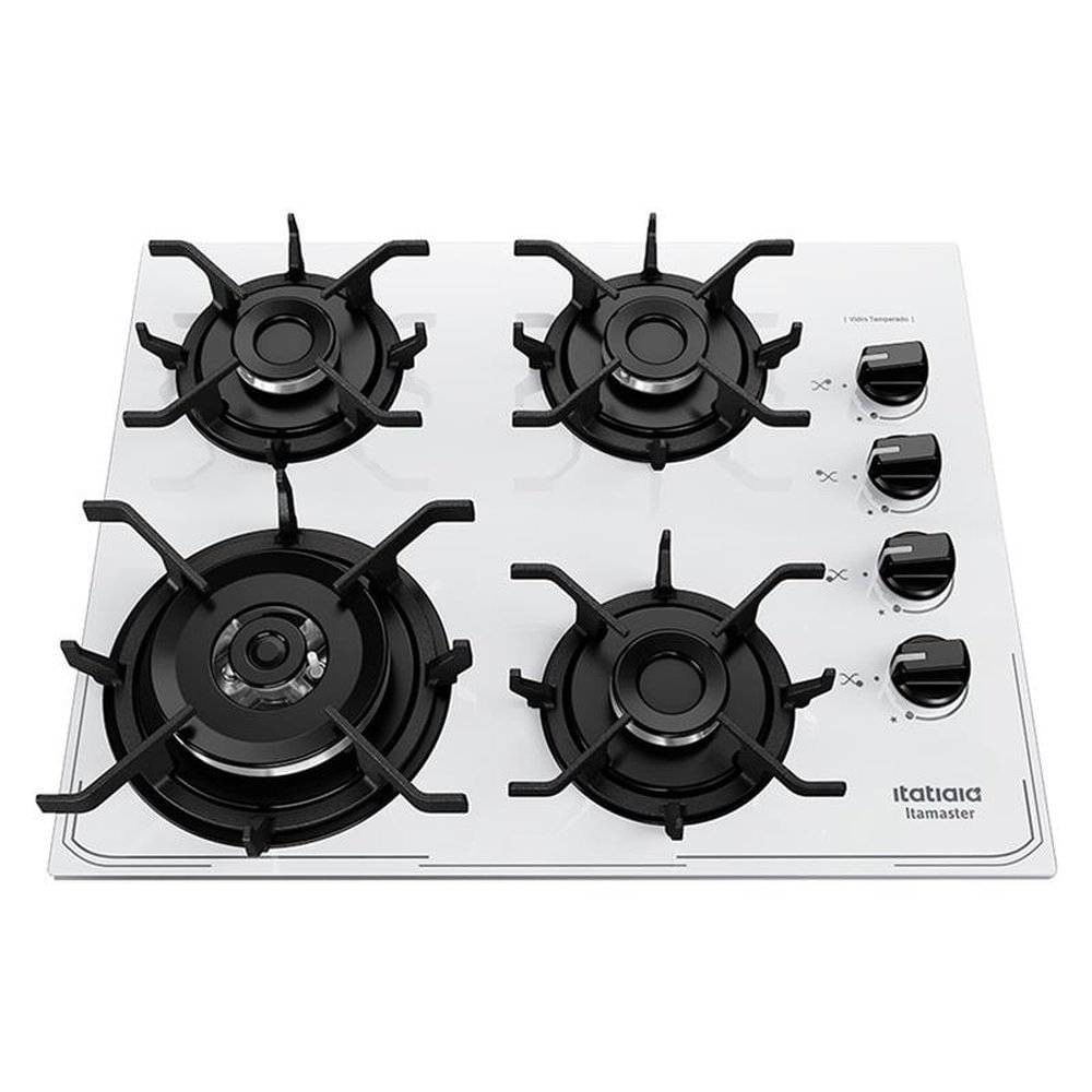 Cooktop 4 Bocas Itatiaia Itamaster Vidro Temperado Gás Tripla Chama 4q Branco Bivolt - 3700000342