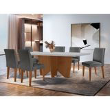 Sala De Jantar Mesa Evora 180  Mdf Canto Reto Com 6 Cadeiras Grecia Rufato