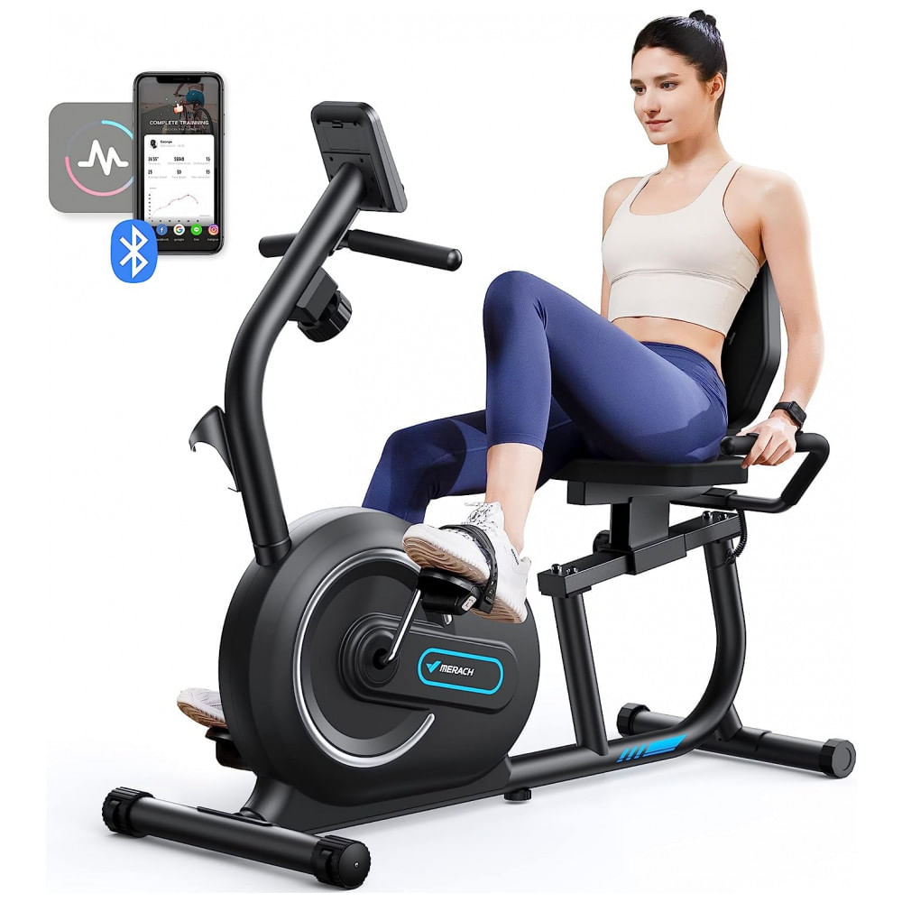 Bicicleta Ergometrica Com Bluetooth Inteligente E Conectividade Com App, Merach, Preta