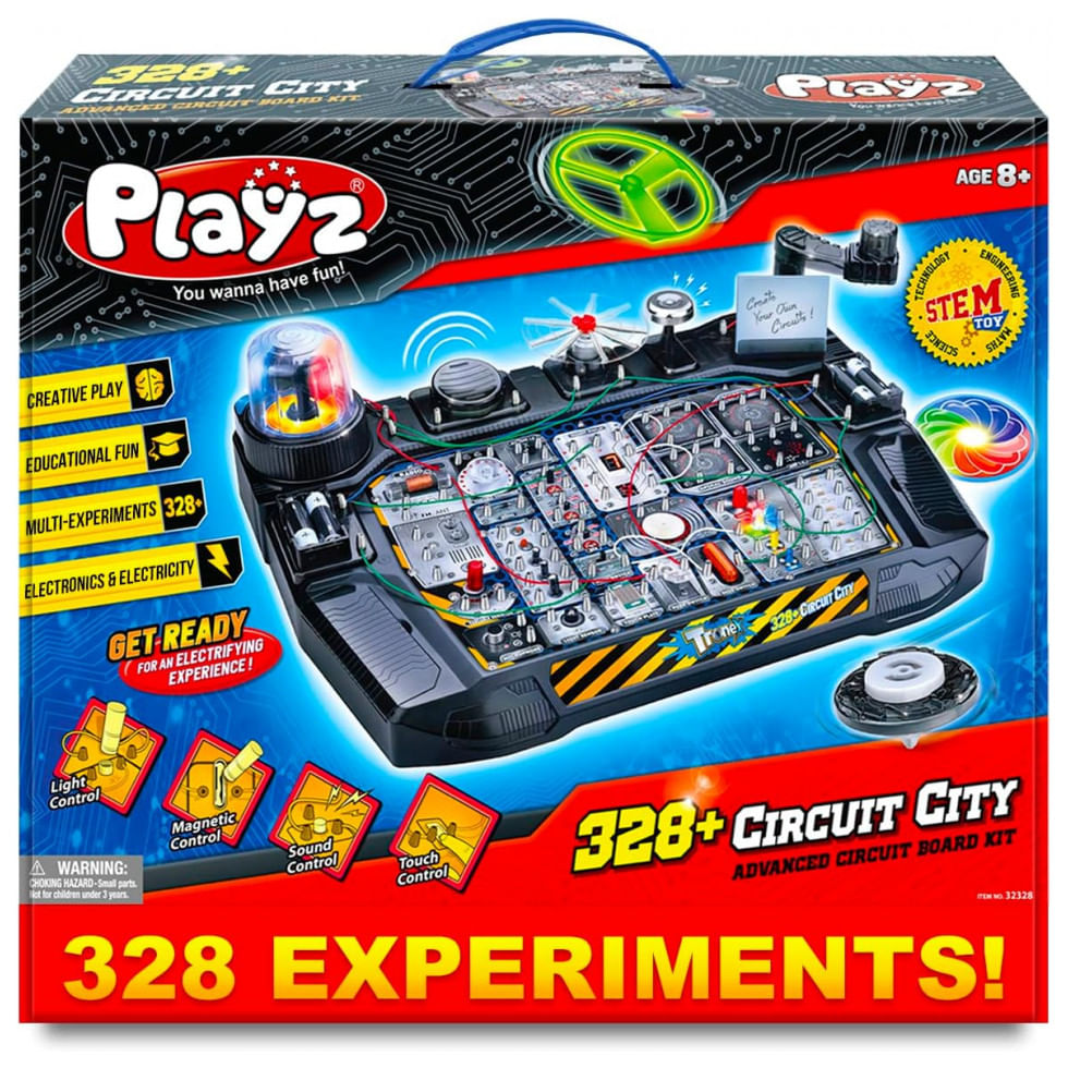 Brinquedo De Engenharia E Circuito Eletronico 328 Experimentos Para Criancas De 8 Anos Ou Mais, Playz, Azul