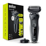 Barbeador Eletrico Masculino Portatil Braun 5050cs Com Aparador De Barba E Aparador Corporal E Suporte De Carregamento, Azul