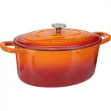 Panela De Ferro Fundido Oval 8 Litros Forno Holandes Esmaltado E Antiaderente, Crock Pot 109474.02, Laranja