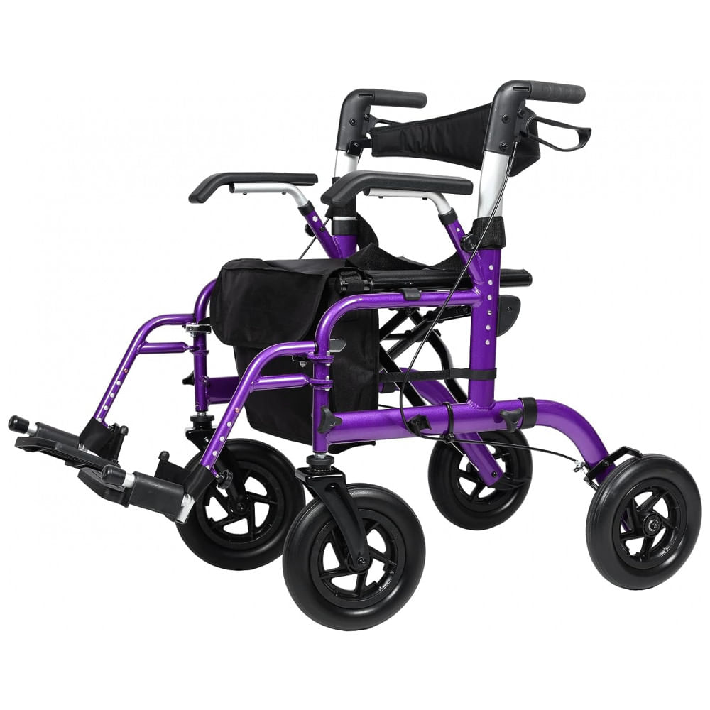 Andador 2 Em 1 Para Adultos E Idosos De Ate 136 Kg Dobravel Com Encosto Reversivel, Elenker, Roxo