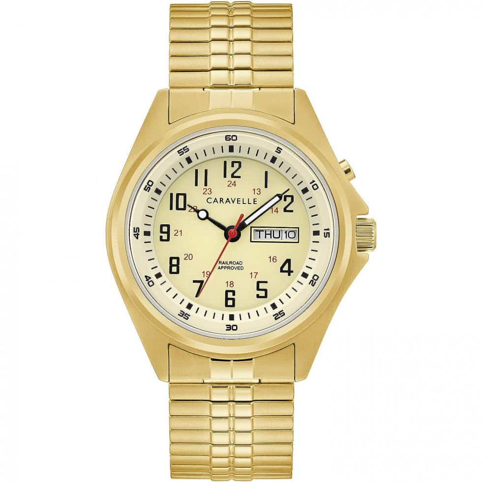 Relogio Masculino Analogico Quartzo De Aco Inoxidavel, Caravelle 44c112, Dourado