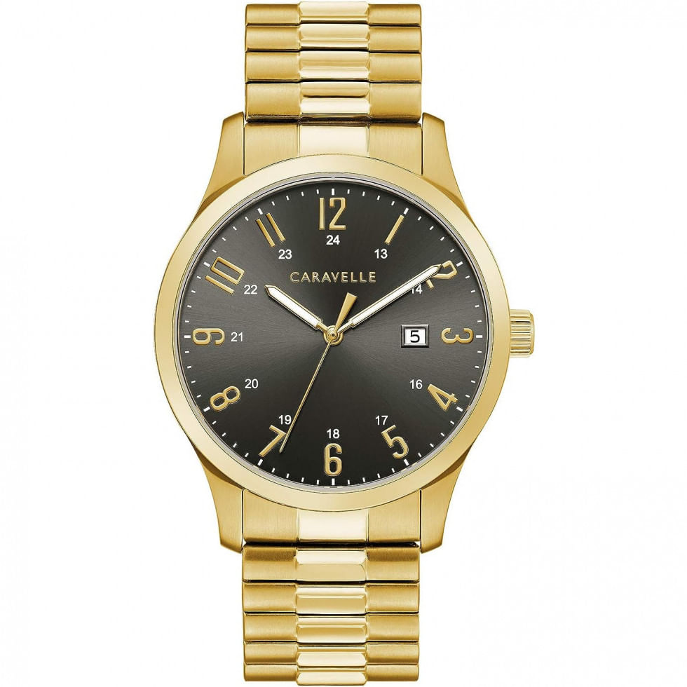 Relogio Masculino Analogico Quartzo De Aco Inoxidavel, Caravelle 44b126, Dourado