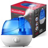 Umidificador Ultrassonico Portatil Bontill 2,5l Ate 30h, Silencioso E Giratorio Em 360 , Branco E Azul