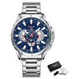 Relógio Masculino Cayon Ch0345 Aço Inox Cronógrafo Azul