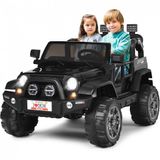 Carro Elétrico Infantil Off Road A Bateria 12v Com Luz Led, Músicas, Suspensão De Mola, 3 Velocidades, Honey Joy, Preto