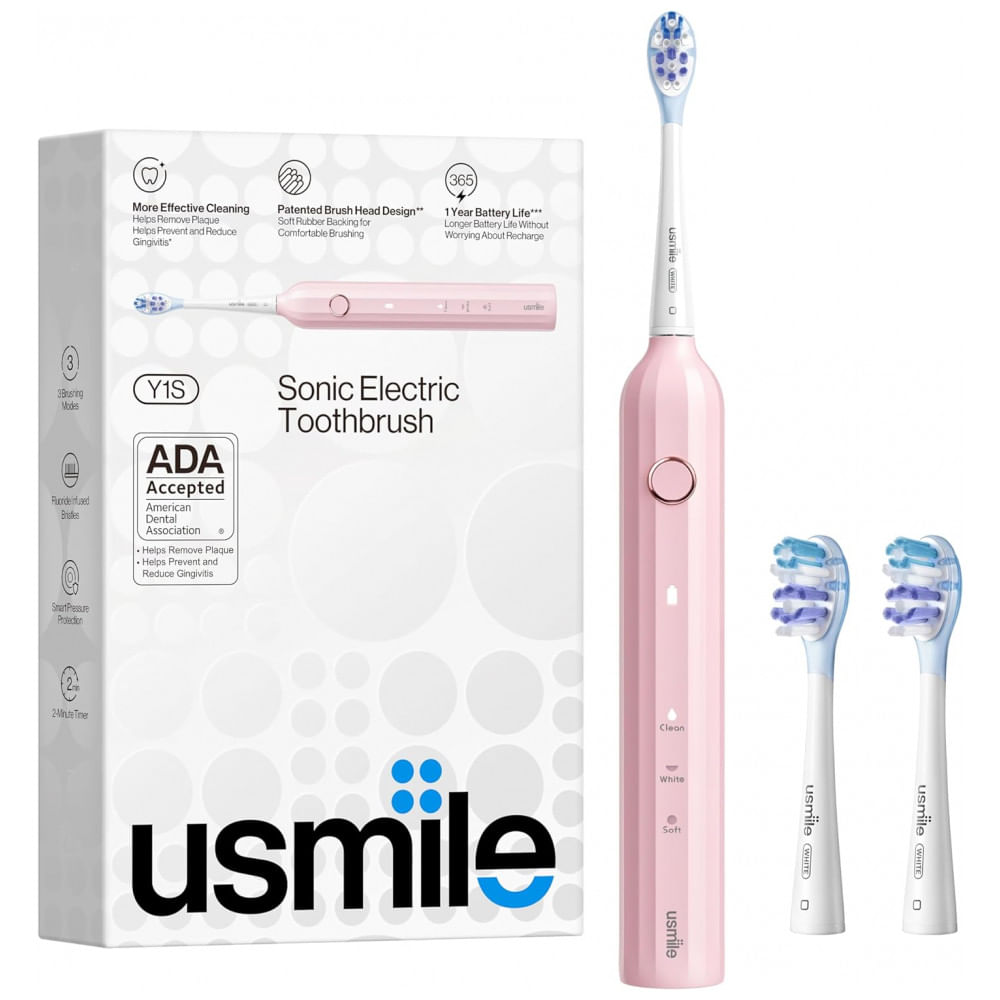 Escova De Dentes Eletrica Recarregavel Com Temporizador Inteligente, Usmile, Rosa