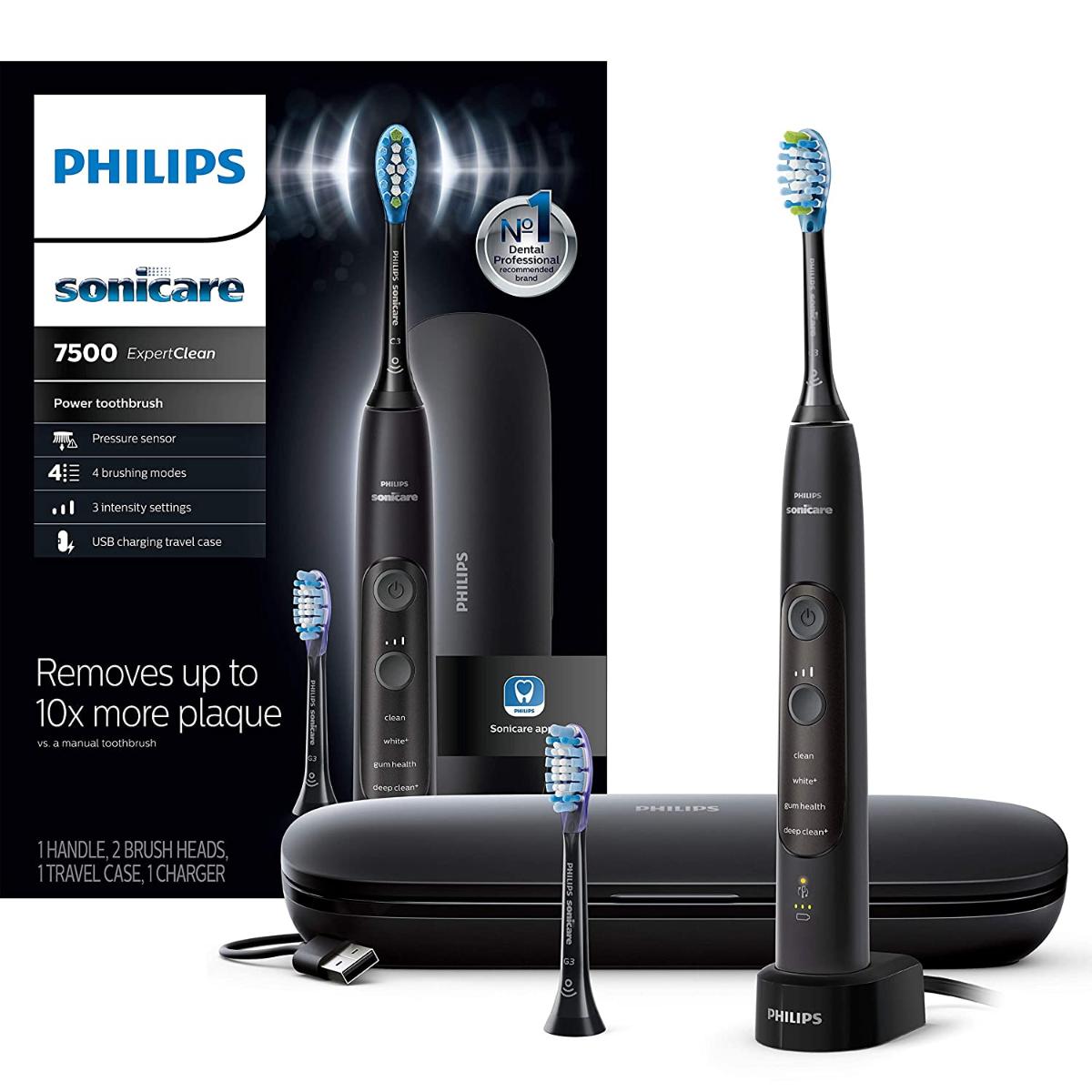 Philips Sonicare ExpertClean Escova de Dentes Elétrica recarregável c Bluetooth 1 unidade preta