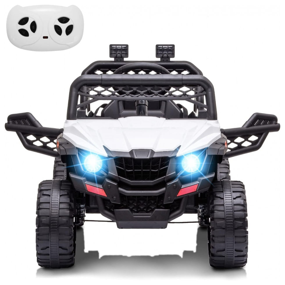 Carro Eletrico Infantil 1 Assento Com Suspencao, Luzes Led, Bateria 12v, Rctown, Branco