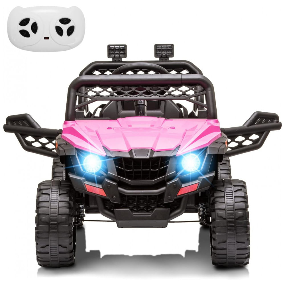 Carro Eletrico Infantil 1 Assento Com Suspencao, Luzes Led, Bateria 12v, Rctown, Rosa