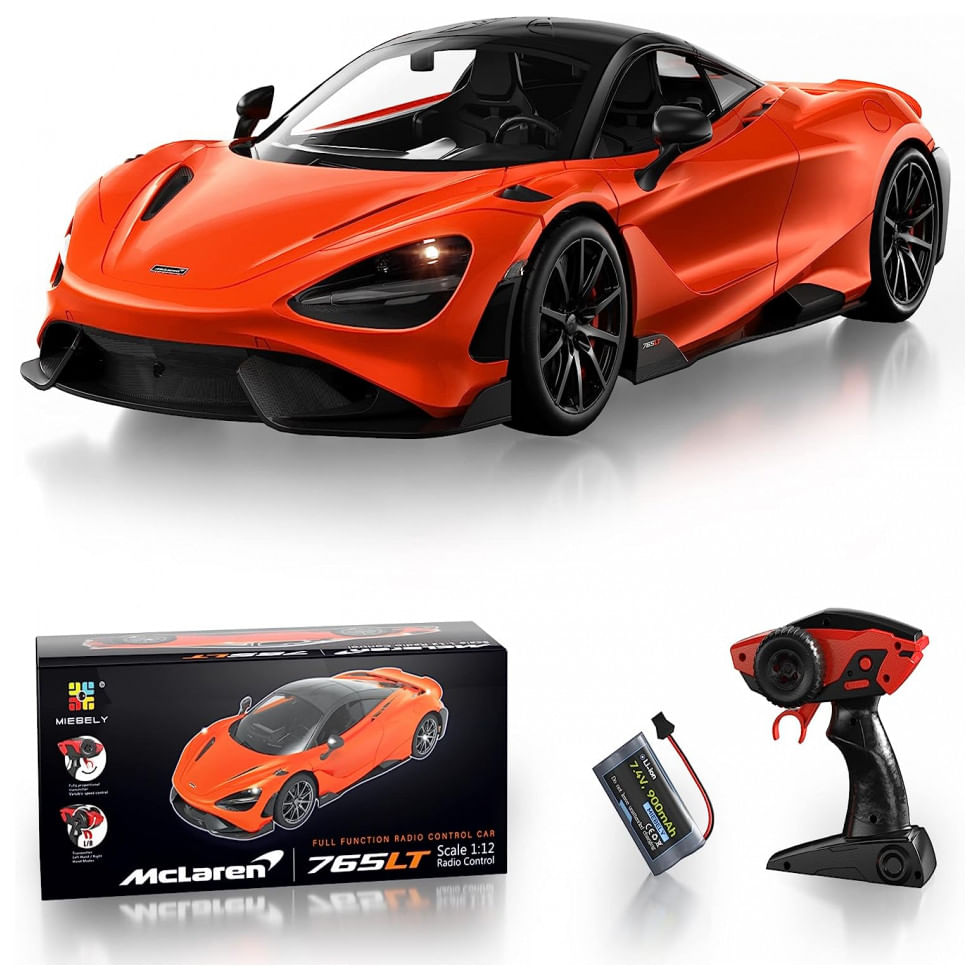 Carrinho De Controle Remoto Mclaren Licenciado Escala 1:12 Até 12 Km, H, Miebely, Laranja