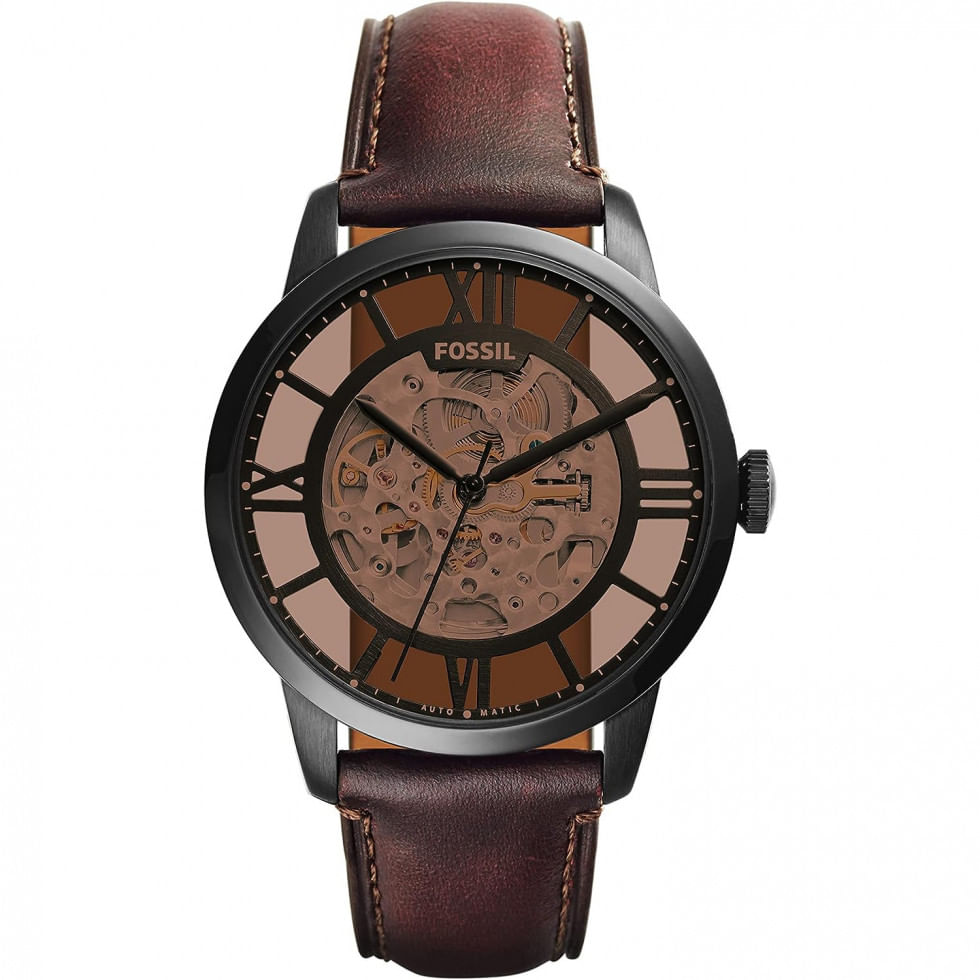 Relogio Masculino De Quartzo Automatico, Com Pulseira De Couro, Fossil Me3098, Marrom