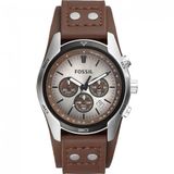 Relogio Masculino Analogico De Quartzo Com Pulseira De Couro E Cronografo, Fossil Ch2565, Marrom