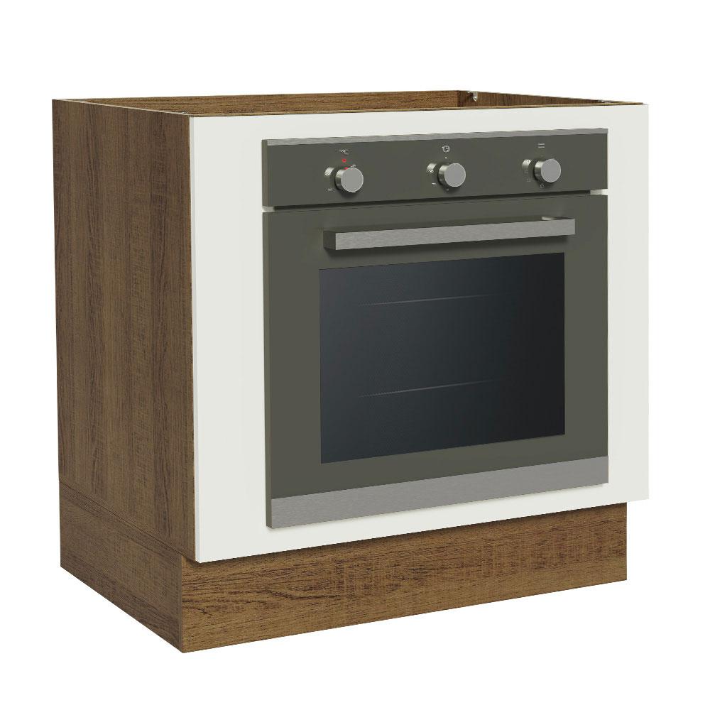 Balcão Para Forno De Embutir 80 X 60 Cm Sem Tampo Rustic/branco Agata, Glamy, Stella Madesa