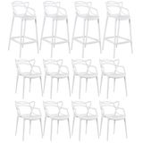 Kit 8 Cadeiras + 4 Banquetas Altas Masters Allegra Branco