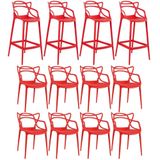 Kit 8 Cadeiras + 4 Banquetas Altas Masters Allegra Vermelho