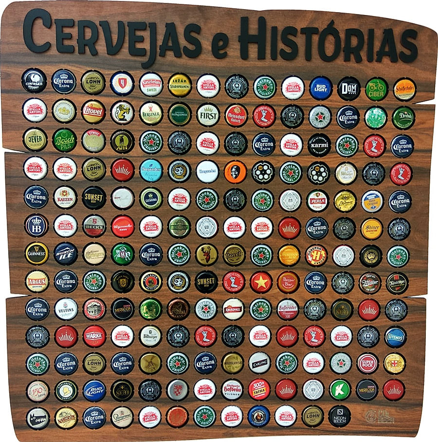 Quadro Decorativo Porta Tampinhas - 150 - Cervejas e Histórias