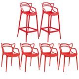 Kit 4 Cadeiras + 2 Banquetas Altas Masters Allegra Vermelho