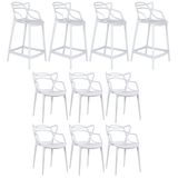 Kit 6 Cadeiras + 4 Banquetas Médias Masters Allegra
