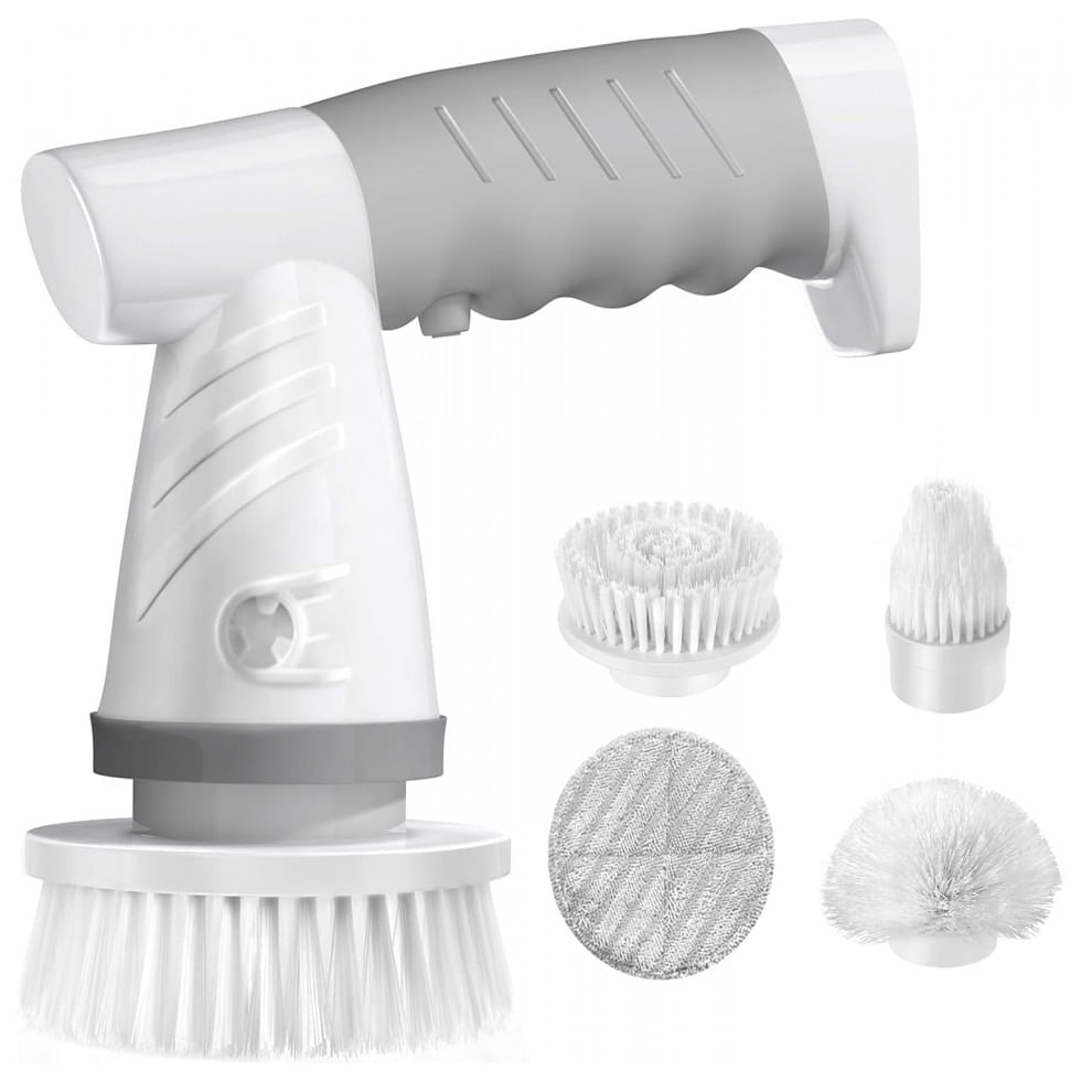 Escova Eletrica Rotativa 360 Sem Fio Com 2 Velocidades E 4 Acessorios, Branca, 110v, Iezfix Hh 01, Branco