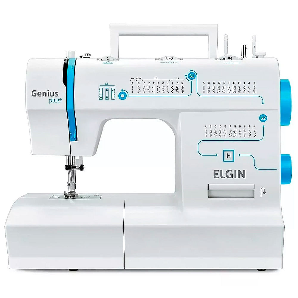 Máquina De Costura Elgin Genius Plus Jx 4035 31 Pontos 127v Branca/azul