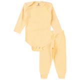 Kit Body Bebê Canelado 2 Peças Kappes Amarelo M