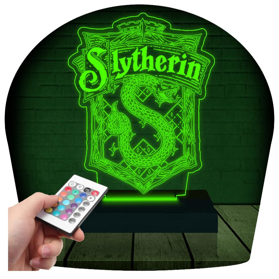 Luminária Led 3d Harry Potter Abajur Sonserina Slytherin - 16 Cores