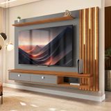 Painel Home Suspenso Ripado Led Tv Até 80 Polegadas Titanium Naturalle Hit Shop Jm