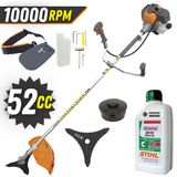 Máquina De Cortar Grama Á Gasolina Tekna Rl520p-plus 2t 52cc 2hp Roçadeira Com Lâmina De Corte 3 Pontas E Carretel Nylon + Óleo Castrol Stihl 2t