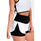 Short Saia Liso Corrida GR Esporte Preto e Branco Feminino