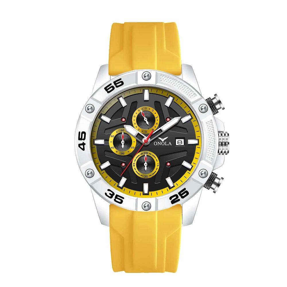 Relógio Luminoso De Pulso Militar Masculino Branco Amarelo